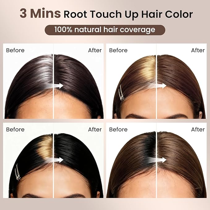 VOLLUCK Root Touch Up Hair Color Spray, Temporary Gray Hair Root Cover Up, Grey Coverage Spray For Women & Men, Ammonia-Free Quick Drying Water-Resistant Formula Light Brown