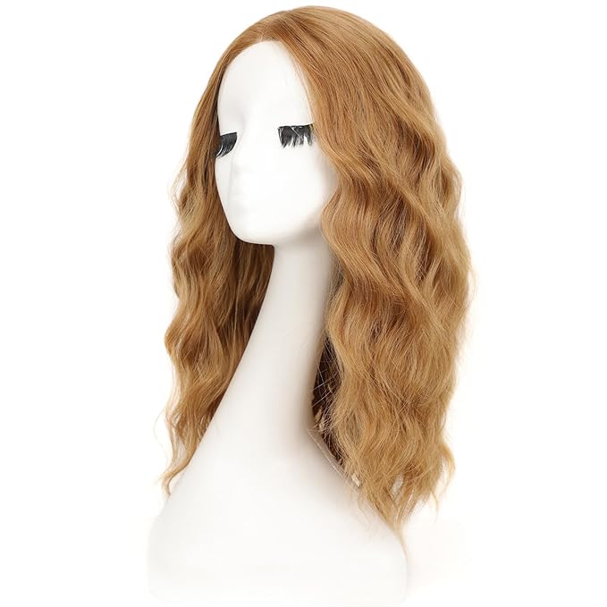 AISI HAIR Honey Blonde Wig for Women Medium Length Wave Curly Glueless Synthetic Heat Resistant Hair Wigs for Daily Party Cosplay