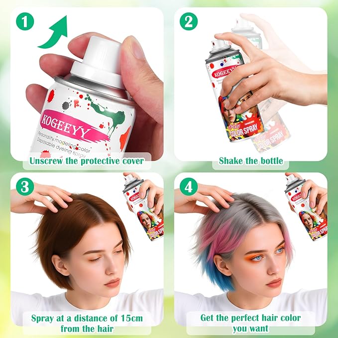 Christmas Temporary Hair Color Spray for Kids Women,One-Time Use Red Hair Spray, Washable Temporary Hair Dye, Natural Hair Color Wax, Non-sticky Hair Spray for Cosplay, Party, Halloween(Red,4.06Oz)