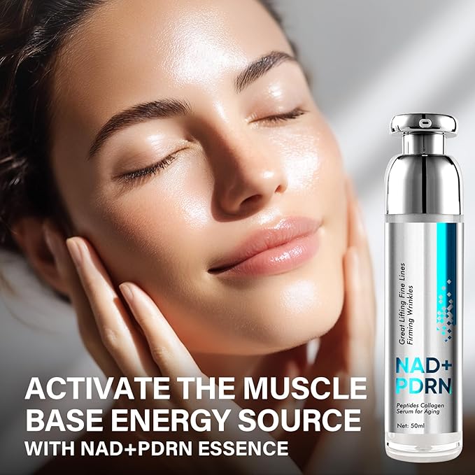 NADH+ PDRN Serum, Collagen Peptides Facial Serum for Reduce Wrinkles & Fine Lines, Anti-Aging & Improve Dullness