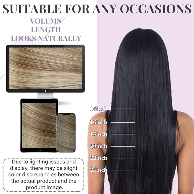 Fshine Genius Weft Hair Extensions Color Chestnut Brown Fading to Platinum Blonde Sew in Hair Extensions for Women 14 Inch 50g