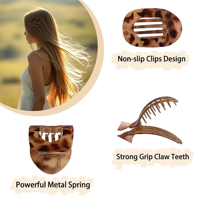 4 Pack Flat Hair Claw Clips for Women Nonslip French Hair Clips for Thick, Thin, Long, or Short Hair Matte Neutral Colors Comfortable & Strong Hold for Daily Wear, Weddings