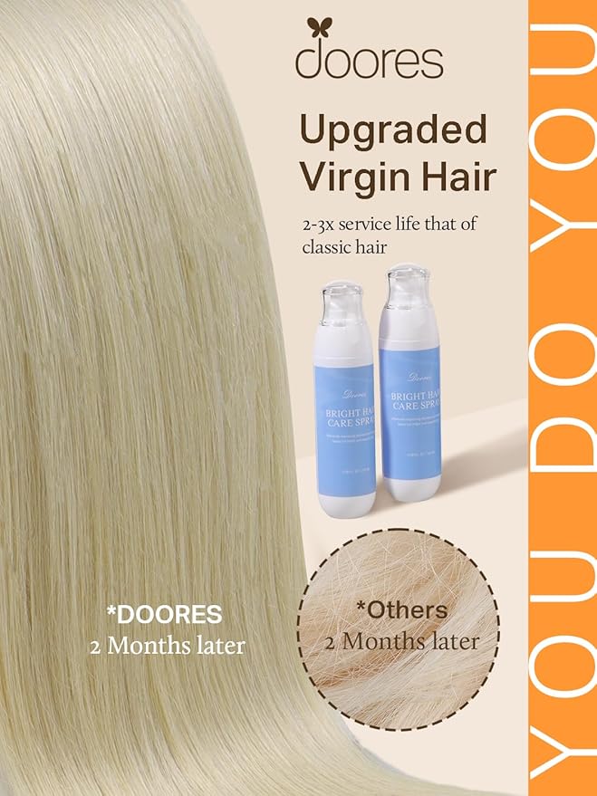 DOORES Tape in Hair Extensions Real Human Hair, Ash Blonde Highlighted Platinum Blonde 20 Inch 50g 20pcs, Remy Hair Extensions Tape in Straight Natural Hair for Women