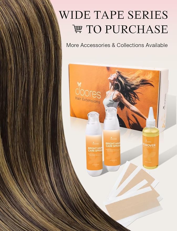 DOORES Invisi Edge Tape in Wide Hair Extensions Human Hair, Dark Brown to Chestnut Brown 4PCS Injection Tape ins 20g 20 Inch, Virgin Human 3 Inch Wide Injected Extensions Invisible