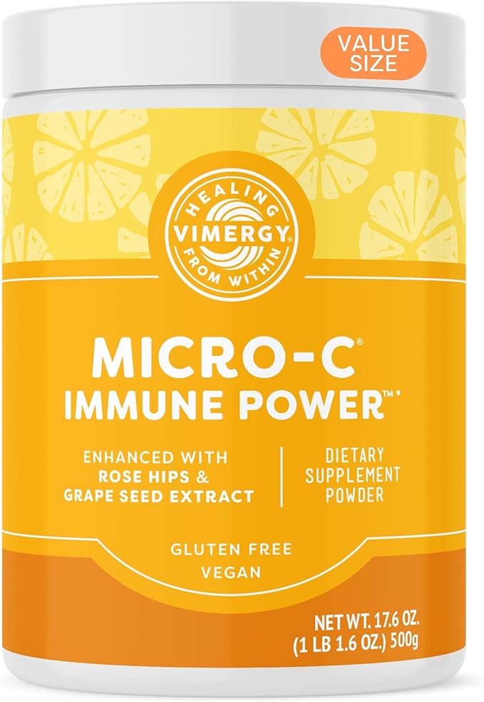 Vimergy Micro-C Immune Power TM * - 500g – 139 Servings – 2000mg/serving – Gentle Form – Antioxidant Phytonutrients – Immune & Nerve Support – Benefits Bone & Cartilage – Gluten-Free – Kosher – Vegan