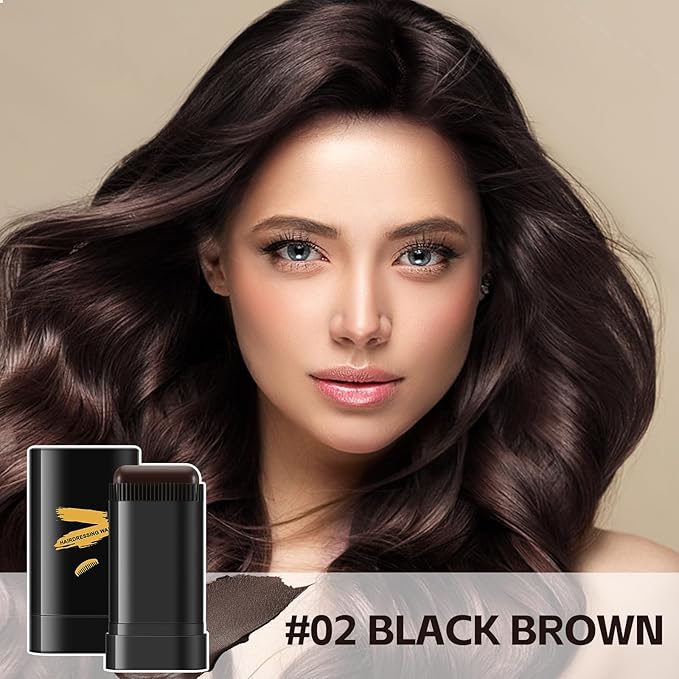 Boobeen Root Touch Up Hair Color Stick，Blendable Hairline Powder for Gray Coverage，Long Lasting Root Cover Up & Thinning Edges,Natural Finish for Women & Men