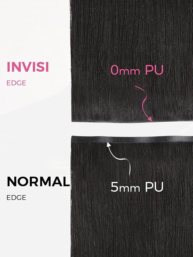Lashey Invisi Edge & Seamless Clip in Hair Extensions Human Hair, 14 Inch 110g 7pcs(5pcs Invisi Edge& 2pcs Seamless) Real Virgin Human Hair Extensions, Natural Black Kinky Straight Hair