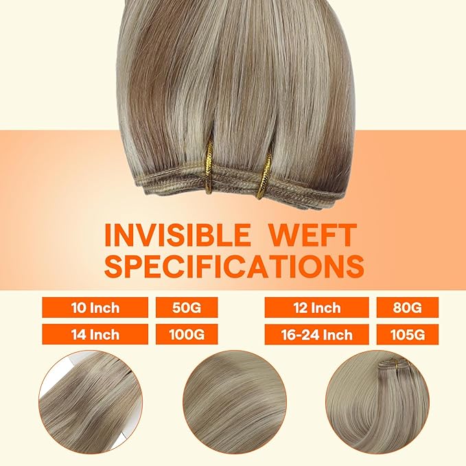 Full Shine Weft Hair Extensions 22 Inch Human Hair Sew In Extensions Color 18/22/60 Blonde Human Hair Bundles For Women Sew In Real Hair
