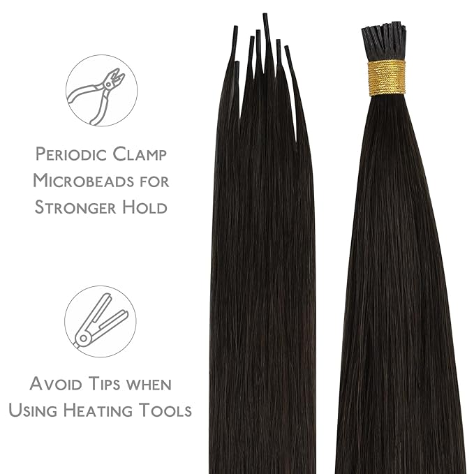WENNALIFE I Tip Hair Extensions Real Human Hair, 100g 100s 22 Inch Dark Brown Remy Itip Human Hair Extensions Invisible Itips Straight I Tips Cold Fusion Extensions