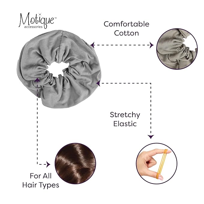 Jumbo Cotton Scrunchie Hair Tie (Light Grey)