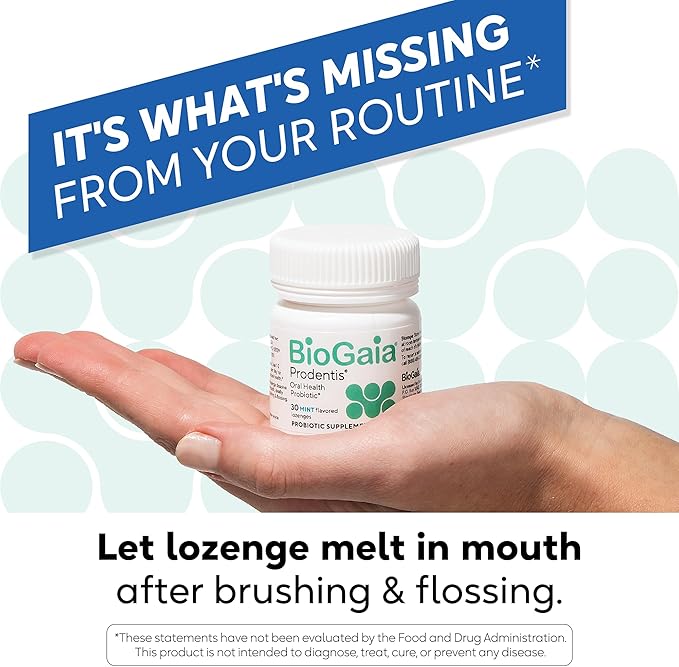 BioGaia Prodentis | Oral Probiotics | Promotes Healthy Gums & Teeth | Defends Against Bad Breath & Dental Problems | Improves Oral Health | Apple Flavored | 30 Dental Probiotic Lozenges