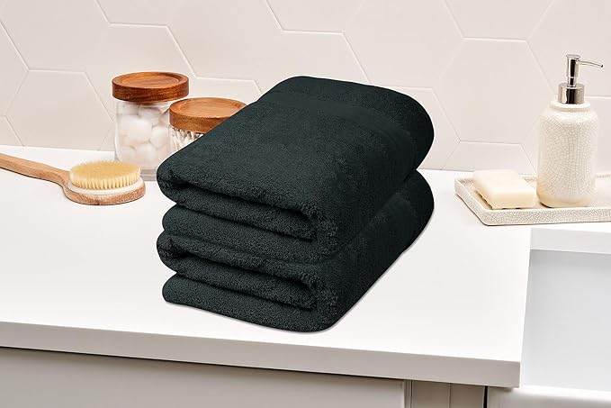 Softolle 100% Cotton Luxury Bath Sheets - Pack of 2 (35" x 70") | Super Soft, Quick-Dry & Highly Absorbent Towels for Bathroom, Home, Spa & Gym (Black)