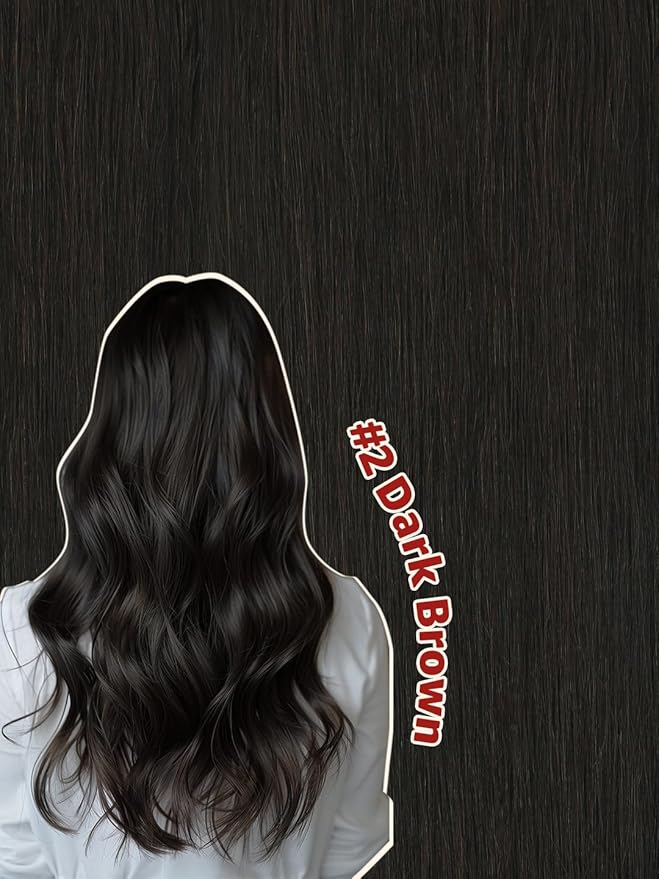 Clip in Hair Extensions Real Human Hair, Dark Brown,18 Inch 120g,6pcs Per with 18 Clips,Clip in Hair Straight For Fashion Women Hair Extensions(#2,18'')