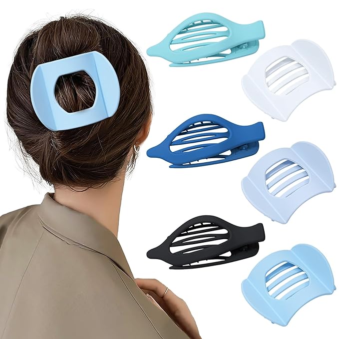 6 PCS French Flat Hair Clips for Women 2 Styles Large Matte Flat Claw Clips Strong Hold No-Slip French Hair Barrettes for Thick Thin Hair(Multicolor 4)