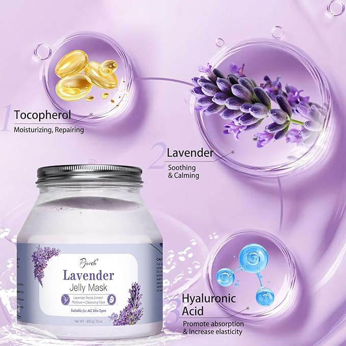 Jelly Masks for Facials Professional, Lavender Jelly Mask Powder with Mixing Bowl Set, Peel Off Hydrojelly Mask for Moisturizing & Hydrating, Spa Use for All Skin, Christmas Gifts for Women