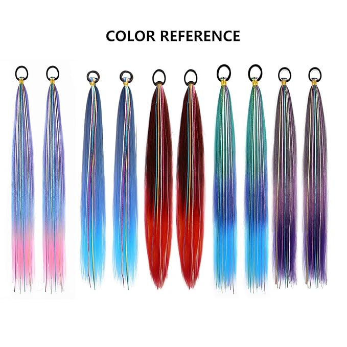 2 Pack Braid Ponytail Extensions, 26 Inch Braided Ponytail Wig with Elastic Tie for Girls (Black/Red#, 26 Inch (Pack of 2))