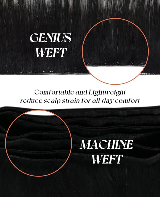 Sunny Hair Genius Weft Sew in Hair Extesions Real Human Hair Balayage Hand Tied Sew in Extensions Black Ombre Silver Grey Genius Weft Human Hair Bundles Sew In Hair Extensions For Women 20 Inch 70G