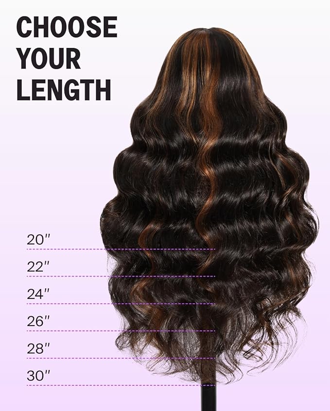 Megalook 13x4 Lace Front Wigs Human Hair Ombre Body Wave Lace Front Wig Preplucked Hairline Prebleached Knots for Women Highlight Frontal Wig 210 Density HD Lace Wigs Human Hair 22 Inch 1B/30