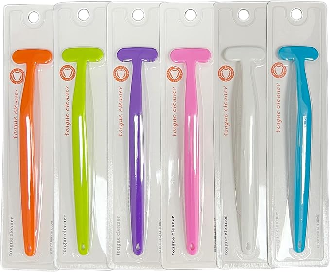 6 Pack Tongue Scraper, Plastic Tongue Cleaner Brush for Adults Tongue Scrubber for Better Breath Dental Oral Care Supplies (6 Pcs Tongue Scraper)