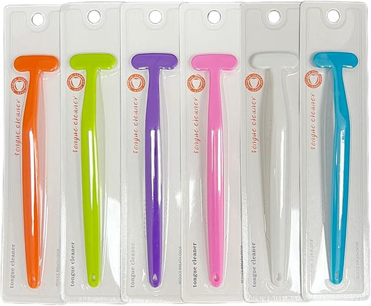 6 Pack Tongue Scraper, Plastic Tongue Cleaner Brush for Adults Tongue Scrubber for Better Breath Dental Oral Care Supplies (6 Pcs Tongue Scraper)