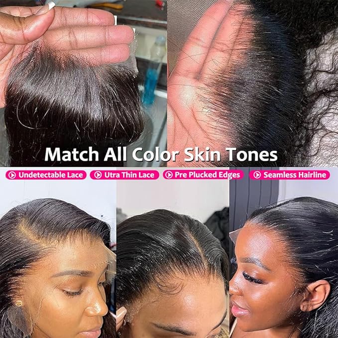 13x6 Body Wave Lace Frontal Human Hair Pre Plucked Transparent Lace Frontal Closure With Baby Hair Free Part 100% Virgin Human Hair 150% Density Ture Size 16inch