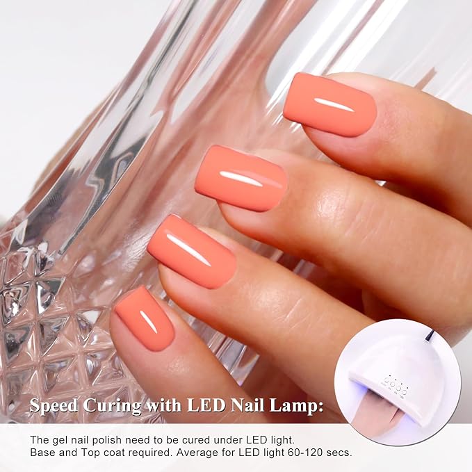 Imtiti Light Coral Gel Nail Polish, 1Pcs Coral Pink Soak Off UV LED Gel Polish, Long Lasting, Nail Art Manicure Salon DIY at Home for Spring and Summer (0.34 Fl Oz-956)
