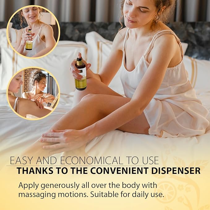 Dead Sea Collection Vitamin C Body Oil for Dry & Sensitive Skin – Moisturizing & Hydrating Skin Oil with Vitamin E & Blend of Almond, Grape, Olive, Wheat Germ Oil – Gentle Nourishing Skincare 6.76 oz