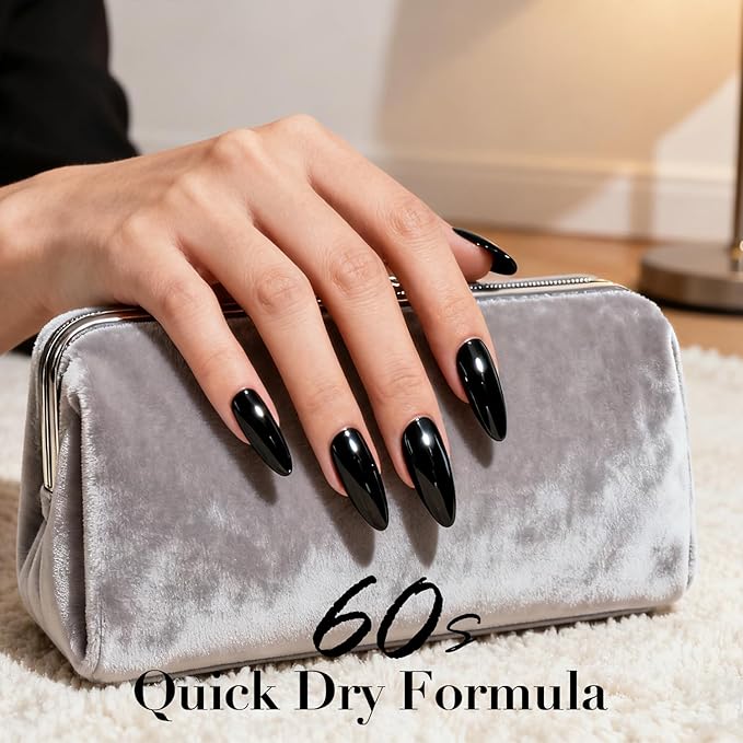 AZUREBEAUTY Nail Polish,Black Quick Dry Complete Natural Super Lustrous,Professional for DIY Manicure and Pedicure at Home