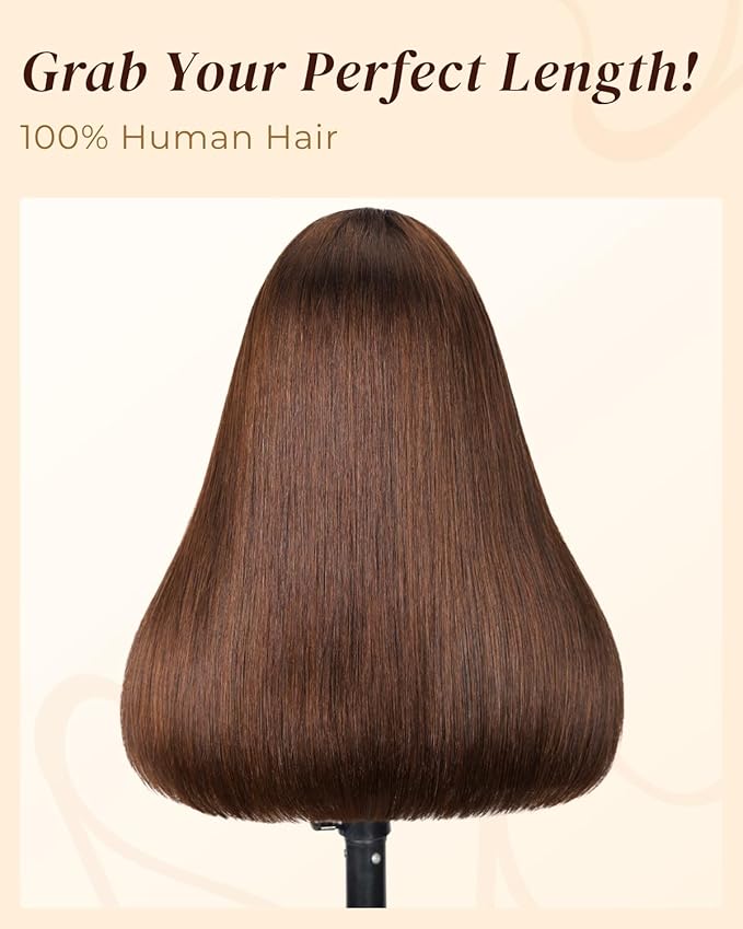 Arabella 6x5 Ready to Go Glueless Wigs Human Hair 230% Density Lace Front Wigs 100% Human Hair 12A Pre Cut Lace Pre Plucked Bleached Knots 4# Brown Straight Wig Human hair (18inch, 6x5 Straight Wig)