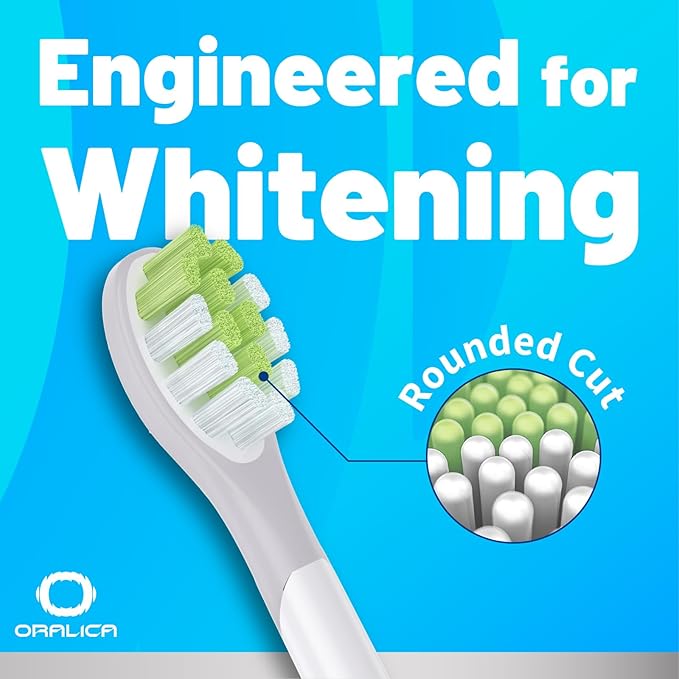 Japanese Brand Whitening Replacement Toothbrush Heads, Compatible with Philips Sonicare Click-on Handles, 4 Pack, Medium, with Tongue Cleaner (CA668, White)