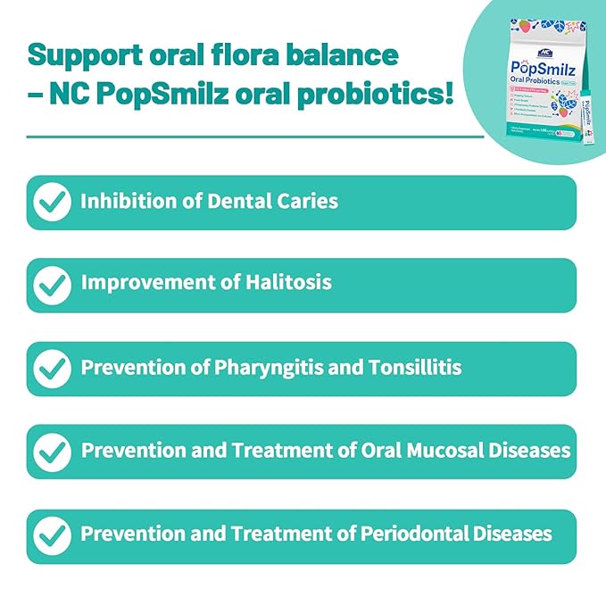 22.5 Billion CFU Oral Probiotics, 3 Strains (AP-32, ET-66, LPL28), Sugar-Free Strawberry Mint Powder with Fizz, Instant Bad Breath Freshener & Gum Health Support, Just Pour in Mouth