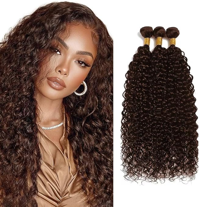 30 32 34 inch #4 Human Hair Bundles Dark Brown Kinky Curly Bundle Chocolate Brown Human Hair Weave Bundle 150g
