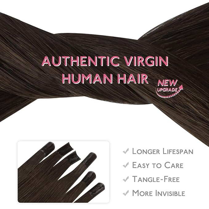 WENNALIFE U Tip Hair Extensions Real Human Hair, 50g 50s 14 Inch Light Dark Brown Remy Hair K Tip Invisible Straight Keratin Bond Hot Fusion Hair