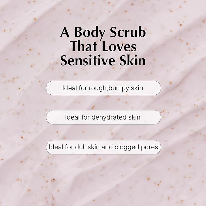 K Body Scrub Cream with Glycolic Acid – Moisturizing Vanilla floral Scent Exfoliating Scrub for Shaving Prep & Bumpy Skin – Vegan, Microplastic-Free, 9.5 oz
