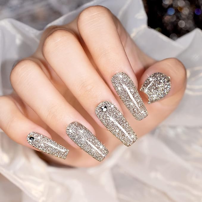 RARJSM Reflective Glitter Gel Nail Polish Champagne Brown Flash Diamond Nail GelPolish Soak off Disco Shimmer Gel Polish UV LED Curing Require 15ml 0.5FLOZ for Home Salon Diy Nail Manicure Decoration
