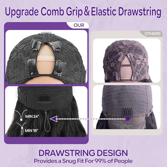 V Part Wigs Human Hair Body Wave 12 Inch Upgrade Glueless U Part Wigs With Drawstring 200% Density No Leave Out No Sew In V Shape Half Wig For Women Beginner Friendly Natural Black