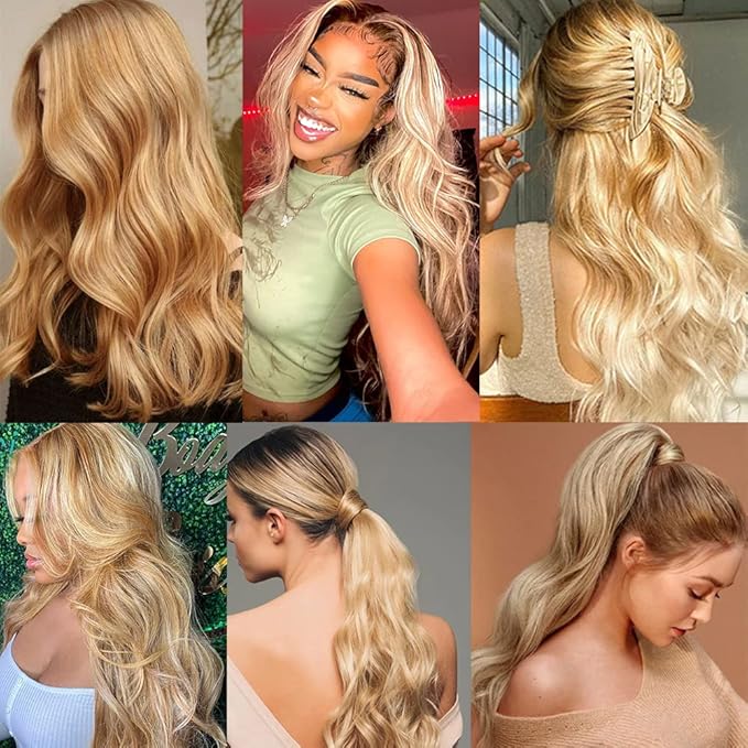 613 Bundles Human Hair Blonde Body Wave Bundles Honey Blonde Human Hair Bundle 14 14 14 inch P27/613 Body Wave Bundle