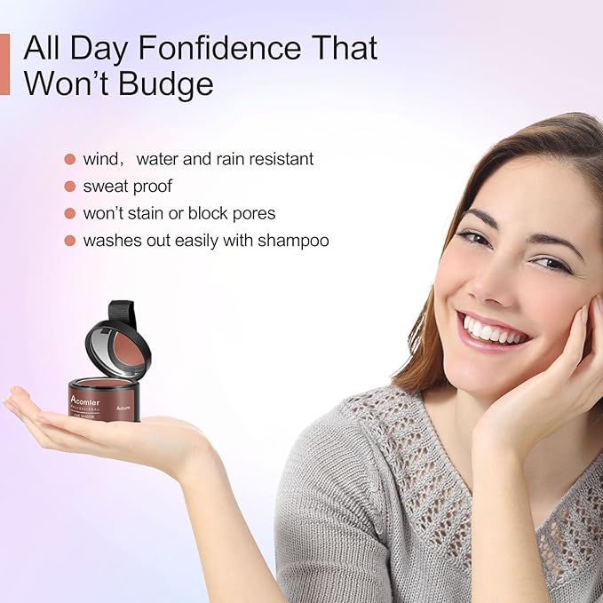 Acomler Instantly Root Cover Up Hairline Shadow Powder,Root Touch Up Hair Color,Dark Brown for Thinning Hair, Grey Hair Coverage Hair Powder for Women Men with Eyebrows, Beard Line, Bald Spots (Brown)