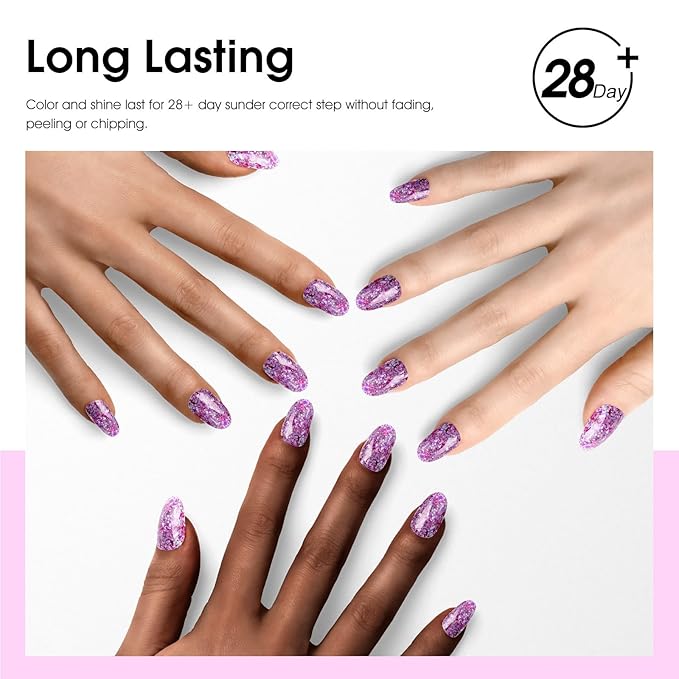 CANNI Glitter Gel Nail Polish – 1pcs 9ml Light Eggplant Color, Soak Off UV LED Nail Gel for DIY Nail Art, Salon or Home Manicure