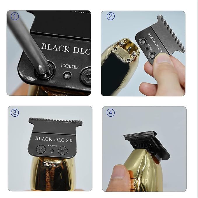 FX707B2 Replacement DLC 2.0 Trimmer Blade Compatible with BaByliss FX787 & FX726 Trimmer,Compatible with BaByliss DLC 2.0 Trimmer Blade,4PCS