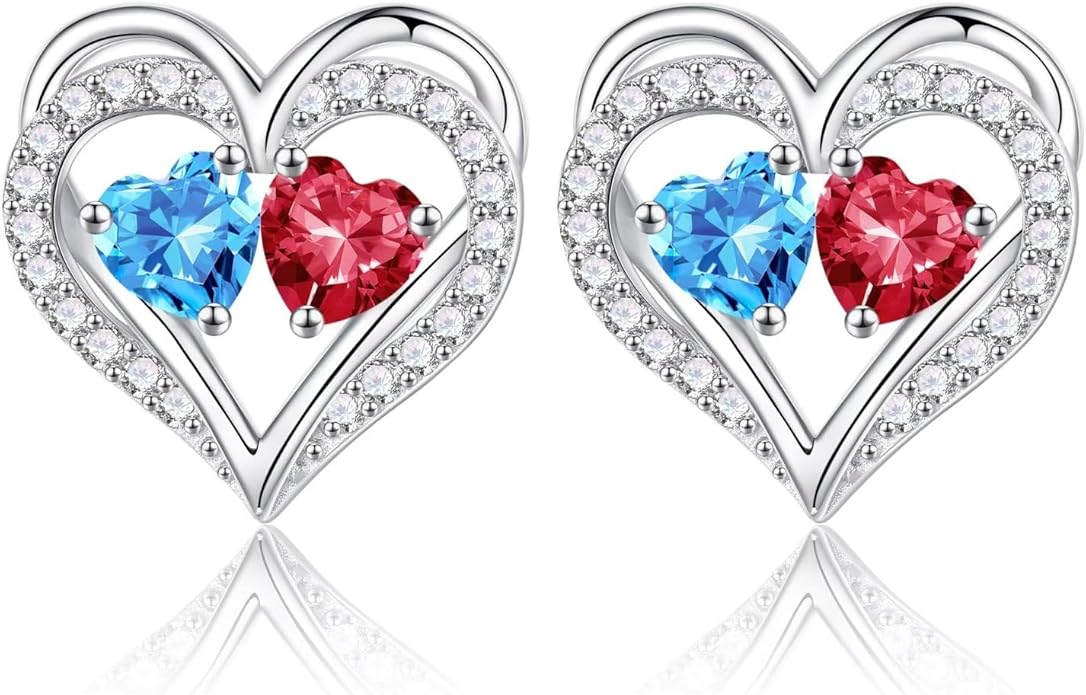 Iefil Christmas Gifts for Women Wife - 925 Sterling Silver Birthstone Earrings, Anniversary Birthday Gifts for Women Wife Girlfriend Mom