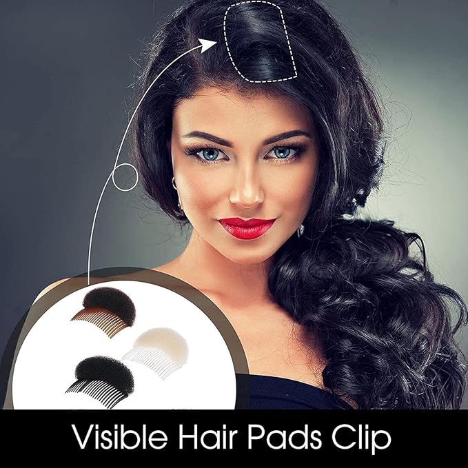 2 Pcs Women's Hair Styling Accessories - Soft Foam Hair Inserts, Bump Up Pads, Clip Bun Maker and Braid Tool Clips and Barrettes Hair Accessories