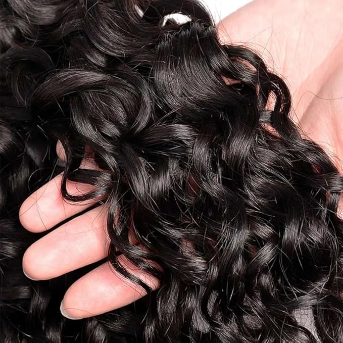Human Hair Bundles Human Hair Curly Bundles Kinky Curly Bundle 14 16 18 inch Wet and Wavy Bundle Natural Black Color 300g
