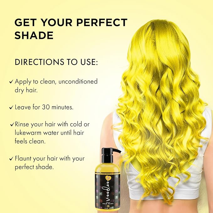 MOEHAIR Semi-Permanent Hair Color | Dark Blue Hair Dye 8 Oz | No Ammonia, Sulfate or Paraben | Vegan & Cruelty-Free | Voodoo Serenity Blue Hair Color (Yellow)