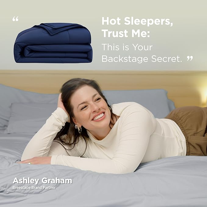 Breescape Cooling Comforter King Size - BlendTek™ Q-Max>0.46 Tech, Breathable Blanket for Hot Sleepers & Night Sweats Relief, Premium Lightweight Summer Bedding, 106x96 Inches, Twilight Blue