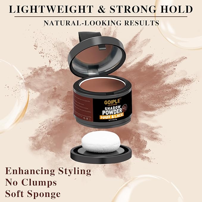Root Cover Up Powder for Women - 3Pcs Dark Brown Hairline Powder for Bald Spots, Eyebrows, Beard Line, Light-Blonde Hair Fibers for Thinning Hair Shadow Powder