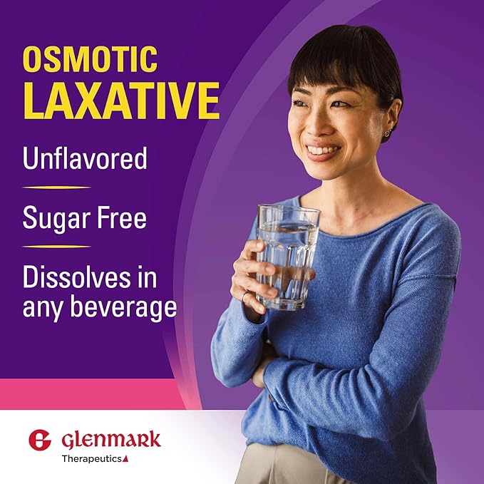 Glenmark Therapeutics Polyethylene Glycol 3350 Powder, Osmotic Laxative, 45 Daily Doses, Softens Stool, Relieves Occasional Constipation, Powder for Solution, 26.9 Ounce