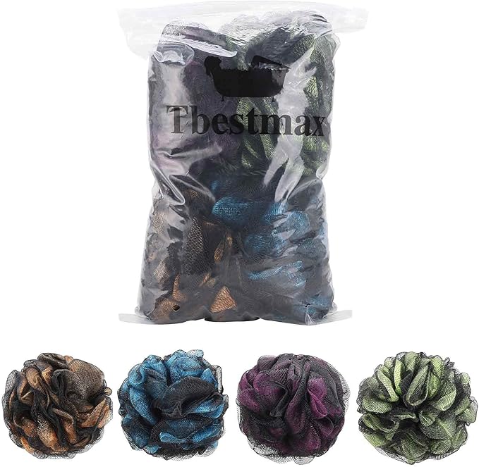 75g/Pcs Shower Loofah Bath Sponge for Women Men Lufa Exfoliating Body Scrubber (Set of 4)