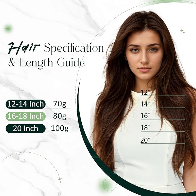RUNATURE Wire Hair Extensions Real Human Hair Brown, Invisible Wire Hair Extensions 16 Inch, Remy Straight Hair for Party, Natural Looks, Can be Styled #4