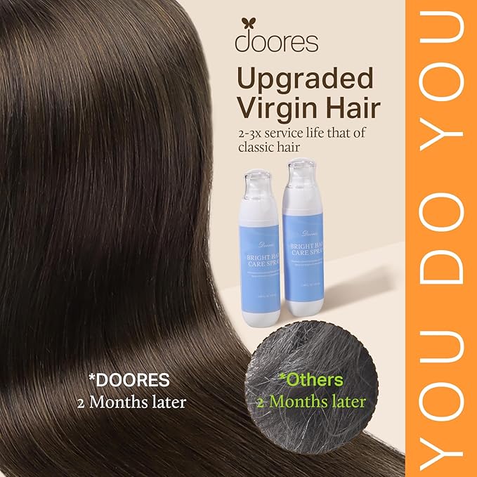 DOORES Clip in Human Hair Extensions, Light Dark Brown 80g 7pcs 12 Inch, Human Hair Extensions Seamless Remy Wefts Straight Thick Weft for Women